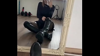 You belong under my sole so lie down and clean my sole •full video on of#blacknails #boots #bootsfetisch
