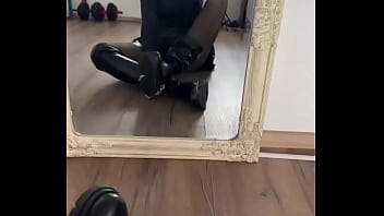 You belong under my sole so lie down and clean my sole •full video on of#blacknails #boots #bootsfetisch