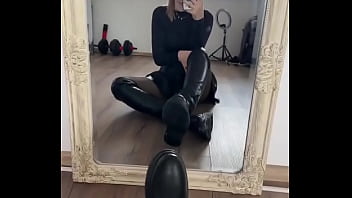 You belong under my sole so lie down and clean my sole •full video on of#blacknails #boots #bootsfetisch