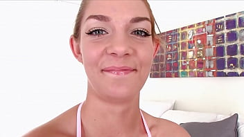 Ally brooks cute 19 yo blonde huge cock deepthroat facefuck blowjob and cum swallow