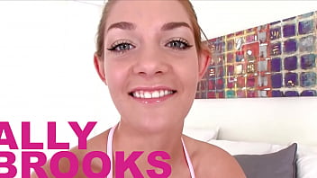 Ally brooks cute 19 yo blonde huge cock deepthroat facefuck blowjob and cum swallow
