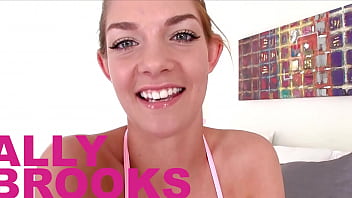 Ally brooks cute 19 yo blonde huge cock deepthroat facefuck blowjob and cum swallow