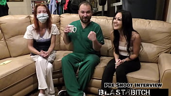 Blaire celeste gives two blowjobs before getting blasted with cum nurses pov