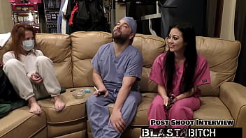 Blaire celeste gives two blowjobs before getting blasted with cum nurses pov