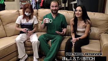 Blaire celeste gives two blowjobs before getting blasted with cum nurses pov