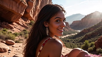 Gorgeous apache indian woman gets fucked hard in all holes and gets a creampie inside ai generated