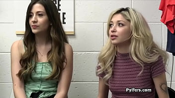 Officer fucks two teen thieves at his backoffice