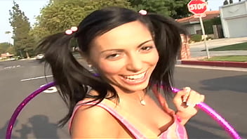 Little teen stepdaughter fucks herself without her stepdad knowing