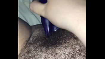 Hairy pussy fucked by dildo