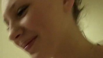 Bikini girl gets cum in her filthy mouth