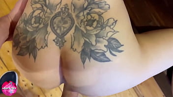 Fucked girlfriend doggystyle and cum on ass blowjob closeup