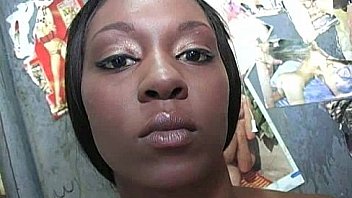 Ebony slut fucks a white gloryhole cock in her first interracial scene 12