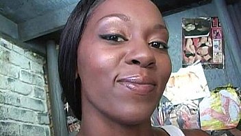 Ebony slut fucks a white gloryhole cock in her first interracial scene 12