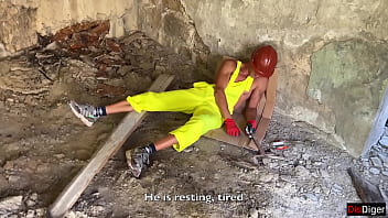 Hardcore group sex in an abandoned house 3 guys and 1 girl