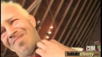 Sexy ebony babe goes crazy sucking and riding several white dicks 11