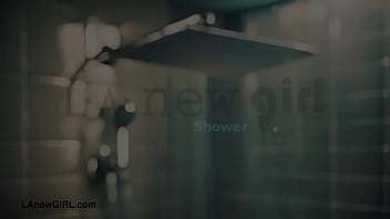 Sexy chic brunette took a shower