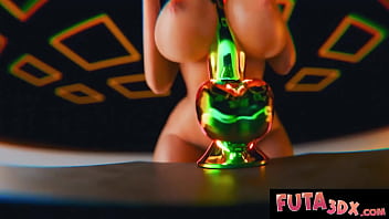 Hot horny babe puts a dildo in between her tits