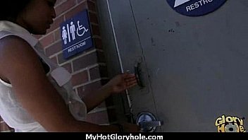 Horny ebony suck the juice from big white gloryhole 11