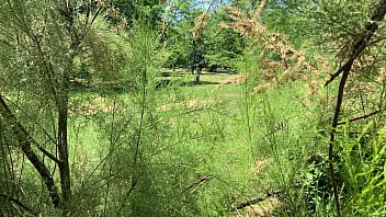 Fuck and cum in thong in public park summer