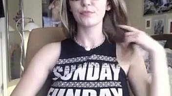 Busty girl with glasses showing her great body