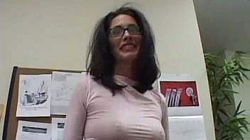 Sexy milf hottie in glasses taking her clothes off