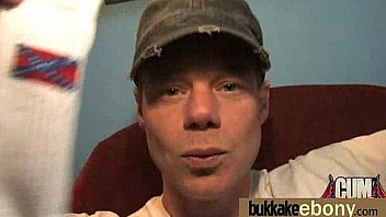 Hot ebony chick in interracial gangbang 17