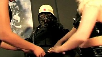 Two hot mistresses fucking their slave