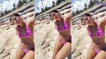 Sexy latina college girl fingered on the beach during spring break