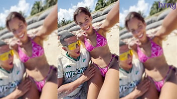 Sexy latina college girl fingered on the beach during spring break