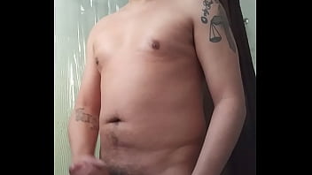 Stroking my cock in the bathtoom