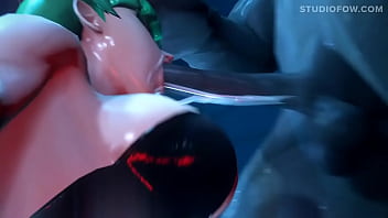 Morrigan deepthroating big cock