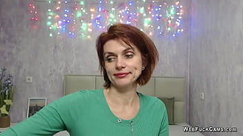 Beautiful Amateur Redhead Milf Lisatredss From Holland In Green Sweater Chatting In Live Webcam Show Then Showwing Her Ass In Leather Pants thumbnail