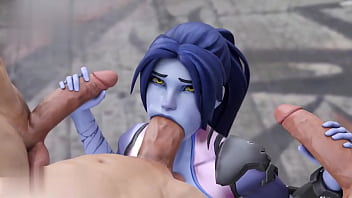Widow maker from overwatch fucked by 2 guys