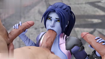 Widow maker from overwatch fucked by 2 guys
