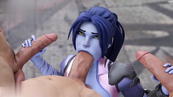 Widow maker from overwatch fucked by 2 guys