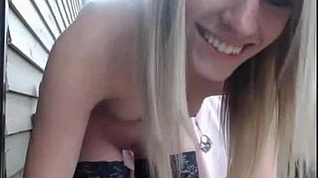 Beautiful blond sucks and fucks boyfriend in and outdoor