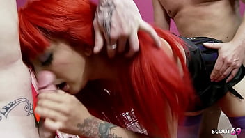 Redhead inked slut with big saggy tits seduce to anal and double penetration dp by two big dick boys in mmf 3some Redhead inked slut with big saggy tits seduce to anal and double penetration dp by two big dick boys in mmf 3some