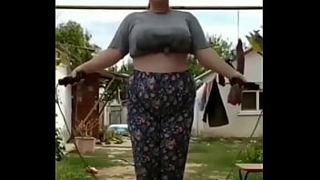 Bouncing boobs stunning workout in home ground