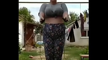 Bouncing boobs stunning workout in home ground
