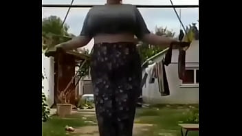 Bouncing boobs stunning workout in home ground