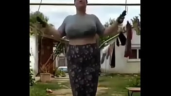 Bouncing boobs stunning workout in home ground