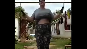 Bouncing boobs stunning workout in home ground