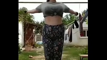 Bouncing boobs stunning workout in home ground