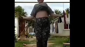 Bouncing boobs stunning workout in home ground