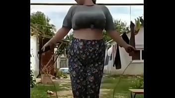 Bouncing boobs stunning workout in home ground