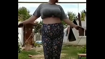 Bouncing boobs stunning workout in home ground