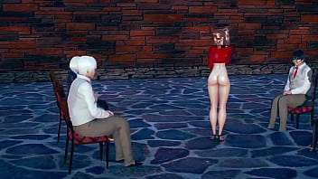 Bare bottom exposure of a girl to older audiences
