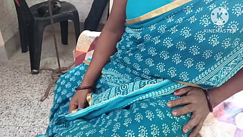 Indian step mom in blue saree openly fucking with young stepson