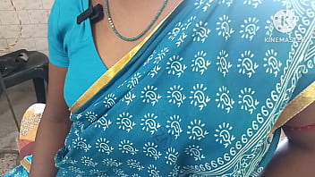 Indian step mom in blue saree openly fucking with young stepson