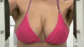 Hot busty asian girl working out